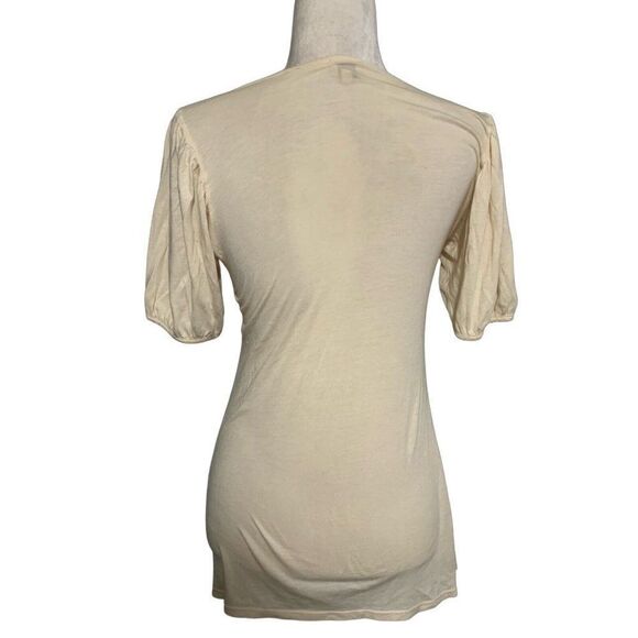 Ella Moss Womens Solid Ivory V Neck Short Sleeve Lace Top Xs - Picture 2 of 4